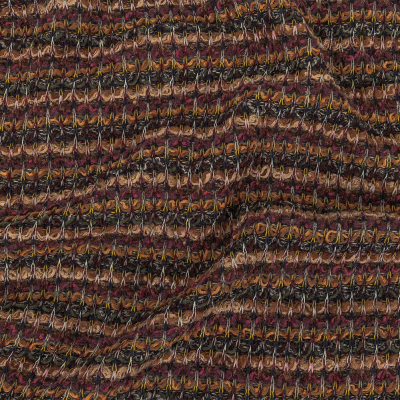 Caramel, Mulberry, and Forest Green Striped Chenille Sweater Knit | Mood Fabrics