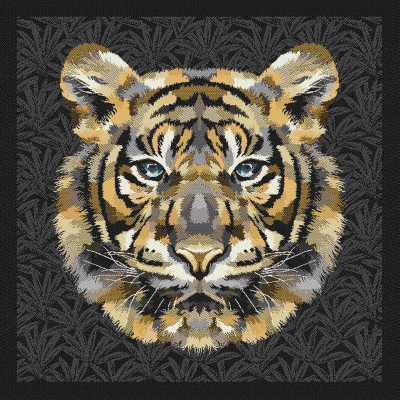 French Charcoal and Sand Bengal Tiger Chief Oversized Square Patch - 18.875