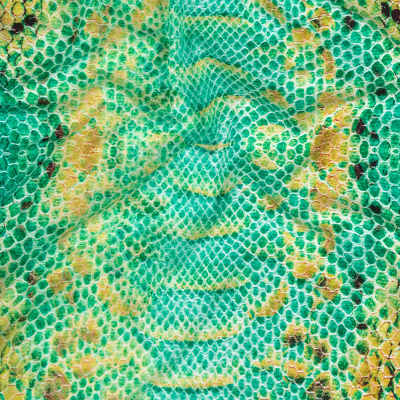 Arcadia and Yellow Python Caye UV Protective Compression Swimwear Tricot with Aloe Vera Microcapsules | Mood Fabrics