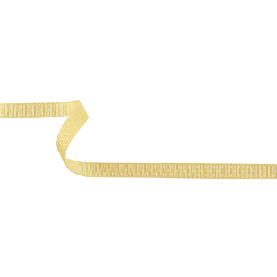 Pale Banana and White Polka Dots Grosgrain Ribbon - 0.375