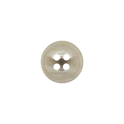 Italian Light Gray and White Striated 4-Hole Plastic Button - 20L/12.5mm | Mood Fabrics
