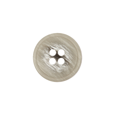 Italian Light Gray and White Striated 4-Hole Plastic Button - 28L/18mm | Mood Fabrics
