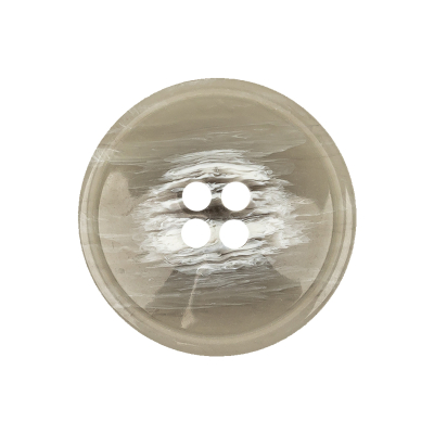 Italian Light Gray and White Striated 4-Hole Plastic Button - 40L/25.5mm | Mood Fabrics