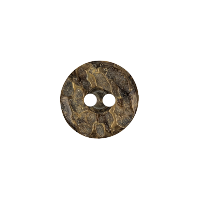 Mud and Iron Speckled 2-Hole Textured Button - 24L/15mm | Mood Fabrics