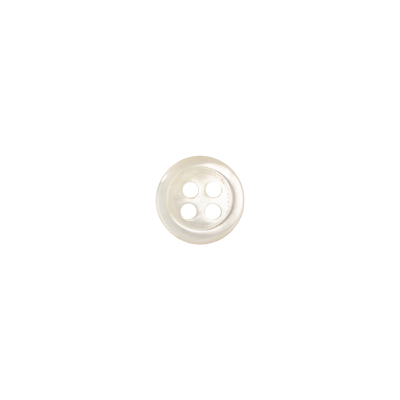 Ivory Iridescent Faux-Shell 4-Hole Plastic Button - 14L/9mm | Mood Fabrics
