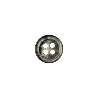 Iridescent Green, Gray and Black Shallow Plate 4-Hole Plastic Button - 17L/10.5mm | Mood Fabrics