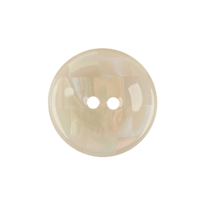 Antique White and Peach Dust Iridescent Patchwork 4-Hole Plastic Saucer Button - 36L/23mm | Mood Fabrics