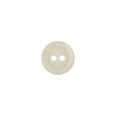Italian Antique White Iridescent Radiating Rim 2-Hole Plastic Button - 18L/11.5mm | Mood Fabrics