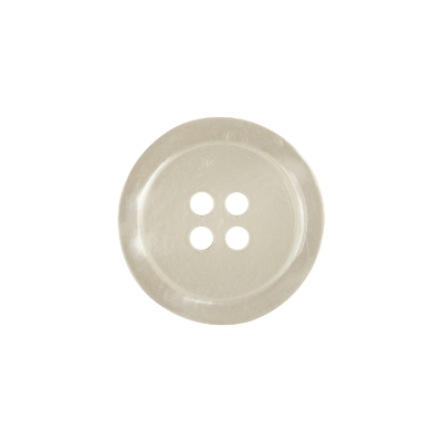 Shiny Bone White Shallow Plate 4-Hole Plastic Button - 32L/20mm | Mood Fabrics