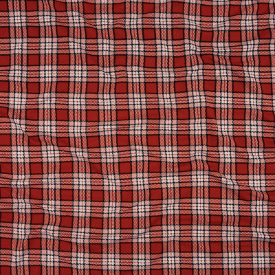 Samba Red and Pink Plaid Stretch Polyester Jersey | Mood Fabrics