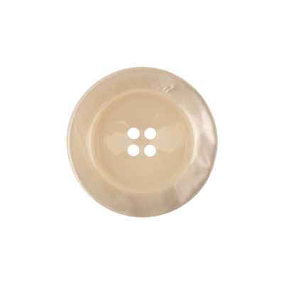 Italian Translucent Antique White Semi-Iridescent 4-Hole Plastic Blazer Button - 36L/23mm | Mood Fabrics