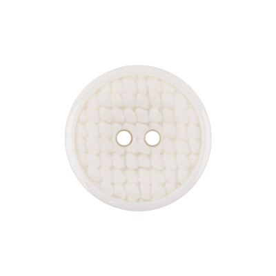 Italian White Abstract Textured Plastic Jacket Button - 36L/23mm | Mood Fabrics
