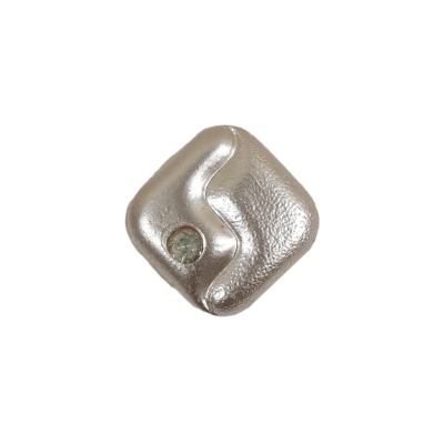 Vintage Pearl Finished Shank Back Square Glass Button with Rhinestone - 30L/19mm | Mood Fabrics