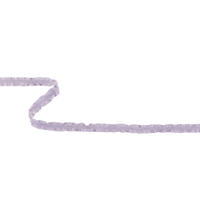 Lavender Twill Ribbon with Ruffled Grosgrain Borders - 0.375