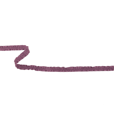 Purple Twill Ribbon with Ruffled Grosgrain Borders - 0.375