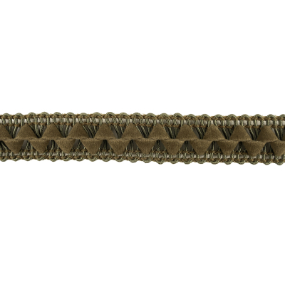 Olive Green Cord and Faux Suede Braided Trim - 0.5