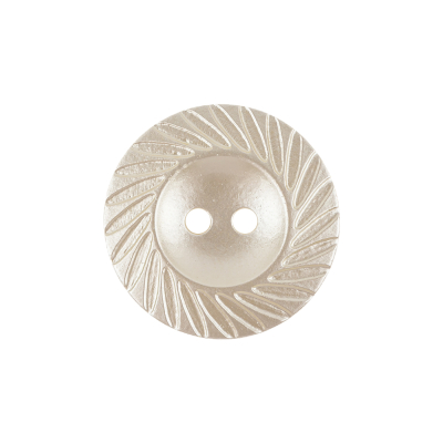 Antique White Pearl Tinted Abstract 2-Hole Button with Decorative Rim - 36L/23mm | Mood Fabrics