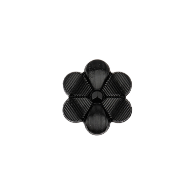 Italian Black Flower Shank Back Nylon Button - 24L/15mm | Mood Fabrics