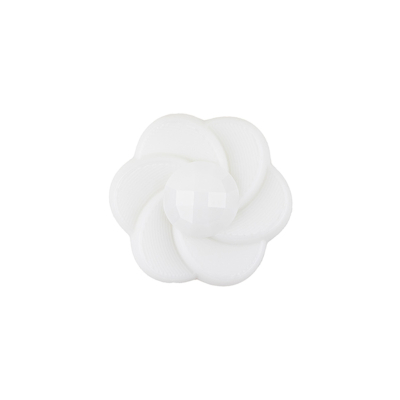 Italian White Floral and Geometric Shank Back Nylon Button - 32L/20mm | Mood Fabrics