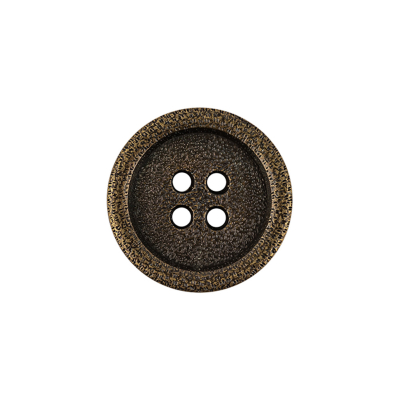Italian Hint of Gold Bronze Shallow Plate 4-Hole Metal Look Coat Button - 32L/20mm | Mood Fabrics