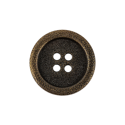 Italian Hint of Gold Bronze Shallow Plate 4-Hole Metal Look Coat Button - 36L/23mm | Mood Fabrics