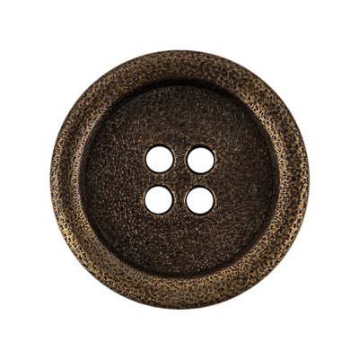 Italian Hint of Gold Bronze Shallow Plate 4-Hole Metal Look Coat Button - 44L/28mm | Mood Fabrics
