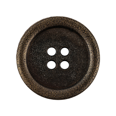 Italian Bronze Shallow Plate 4-Hole Metal Look Coat Button - 44L/28mm | Mood Fabrics