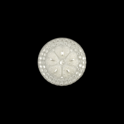 Italian White and Silver Tint Textured Shank Back Button - 24L/15mm | Mood Fabrics