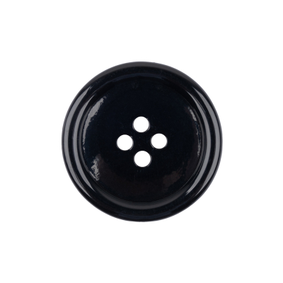 Black Shallow Plate 4-Hole Plastic Suit Button - 38L/24mm | Mood Fabrics