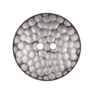 Italian Silver Iron Geometric 2-Hole Metal Saucer Button - 44L/28mm | Mood Fabrics