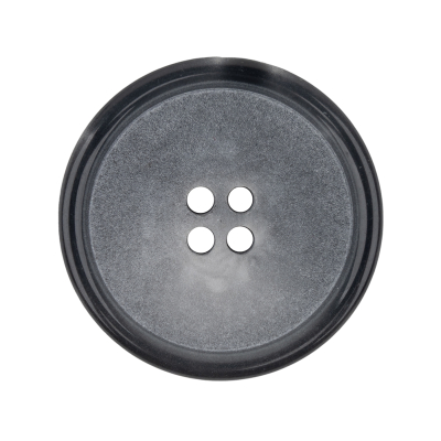 Matte Dove Gray and Shiny Midnight Narrow Rimmed 4-Hole Plastic Button - 44L/28mm | Mood Fabrics
