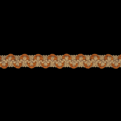 Burnt Orange and Portabella Crocheted Gimp Braided Trim - 0.75