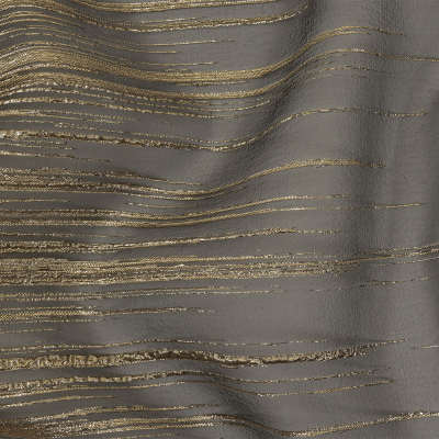 Metallic Gold and Black Lines Luxury Organza Brocade | Mood Fabrics
