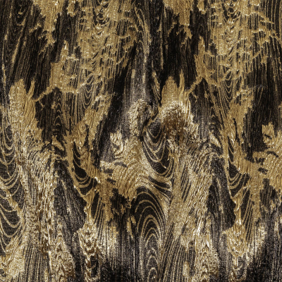 Metallic Gold and Black Wood Grain Luxury Plisse Brocade | Mood Fabrics