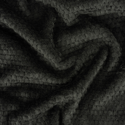 Black Plush Polyester Bubble Fleece | Mood Fabrics