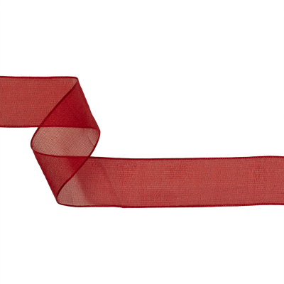 Red Shimmering Organza Ribbon with Woven Edges - 1.5
