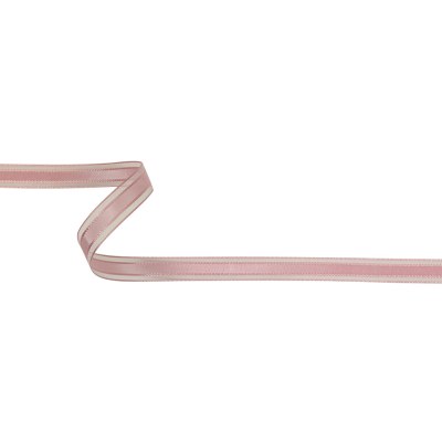 Pale Pink Woven Ribbon with Sheer Organza Borders - 0.5