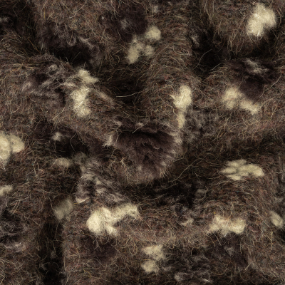 Heathered Mulch and White Little Flowers Plush Chunky Wool Knit | Mood Fabrics