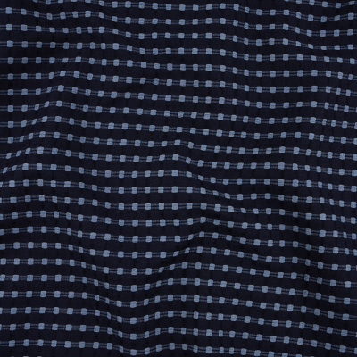 Italian Sargasso Sea and Navy Dotted Stripes Cotton Jacquard | Mood Fabrics