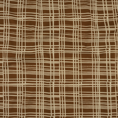 Mood Exclusive Brown Gridlock Stretch Cotton Twill | Mood Fabrics