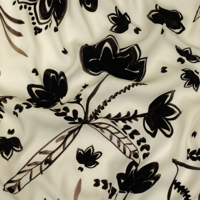 Mood Exclusive White Peaceful Pond Polyester Crepe | Mood Fabrics