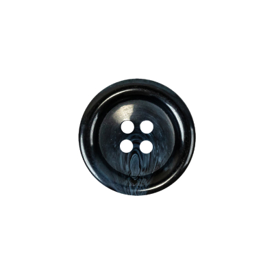 Dark Blue Swirls Plastic 4-Hole Dish Button - 28L/18mm | Mood Fabrics