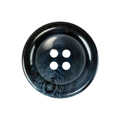 Dark Blue Swirls Plastic 4-Hole Dish Button - 40L/25.5mm | Mood Fabrics