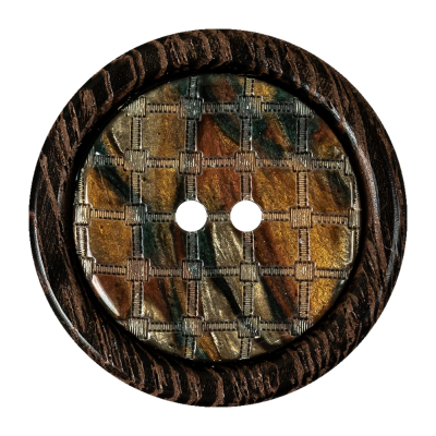 Wenge and Tort Swirls Textured Plastic 2-Hole Button - 58L/37mm | Mood Fabrics