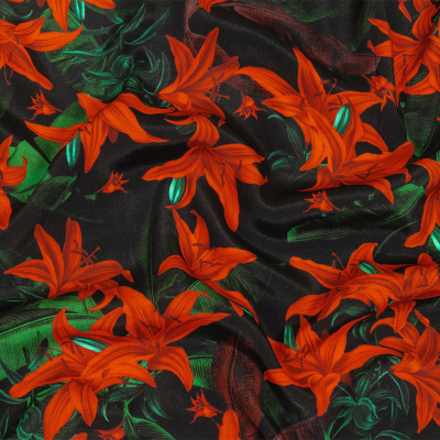 Mood Exclusive Luminescent Lilies Viscose Crepe | Mood Fabrics