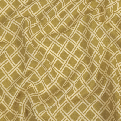 Mood Exclusive Beige Lattice Status Stretch Polyester Seersucker | Mood Fabrics