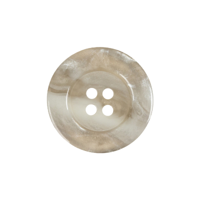Translucent Bright White Shimmering 4-Hole Wide-Rimmed Plastic Button - 36L/23mm | Mood Fabrics
