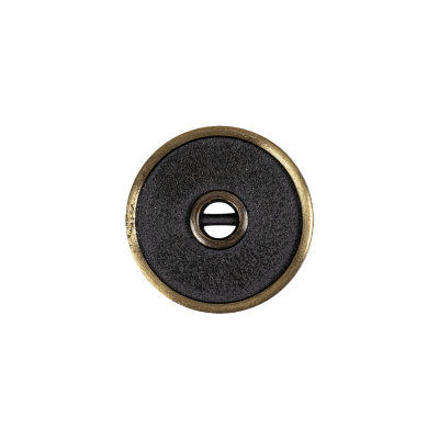 Antique Brass Textured Narrow Rim 2-Hole Metal Button - 28L/18mm | Mood Fabrics