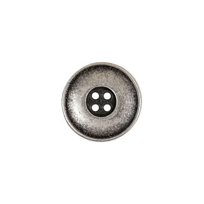 Weathered Silver Narrow Rim Low Convex 4-Hole Metal Button - 24L/15mm | Mood Fabrics