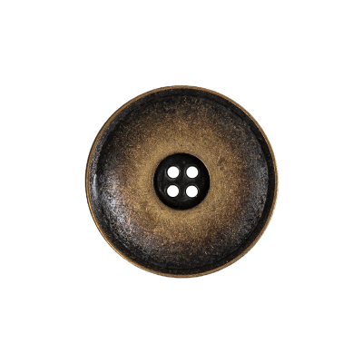 Weathered Brass Narrow Rim Low Convex 4-Hole Metal Button - 36L/23mm | Mood Fabrics